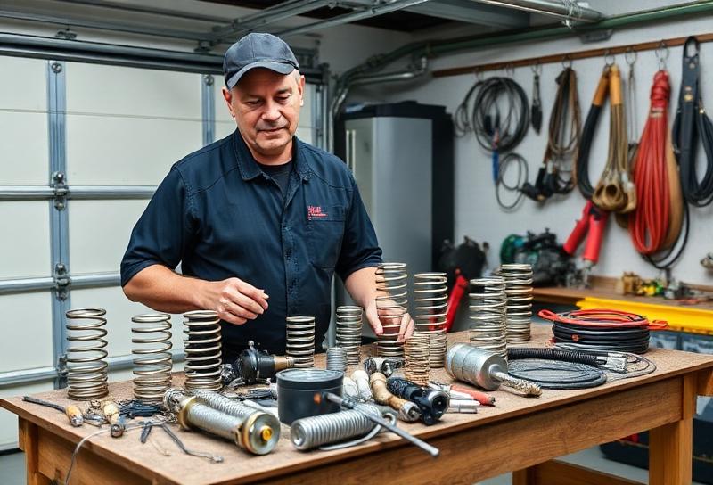 Garage door repair technician explaining parts and labor costs to Naples homeowner - repair decision guide